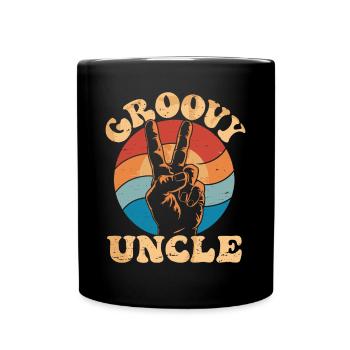 Groovy Onkel Retro Vibes Mit Peace Zeichen - Tasse einfarbig - Schwarz - Vorne