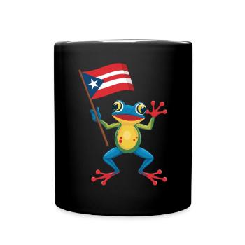 Puerto Rico Flag Coqui Frog with Flag - Full Colour Mug - black - Front