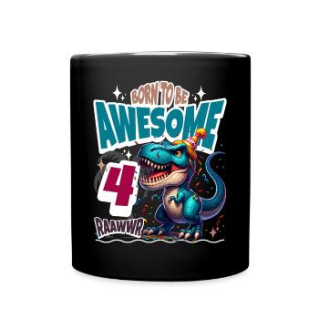 T Rex Dinosaure 4ème Anniversaire Enfants Anniversaire - Mug uni - noir - Devant