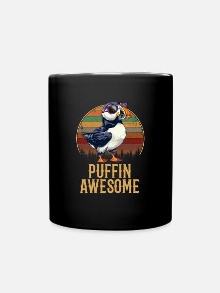 puffin awesome, puffin - Tasse einfarbig - Schwarz