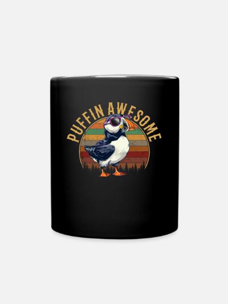 puffin awesome, puffin - Tasse einfarbig - Schwarz