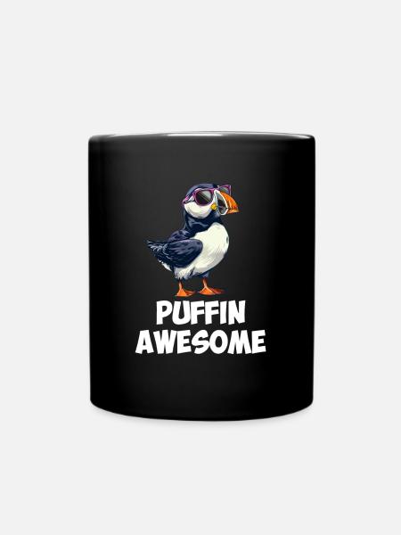 puffin awesome, puffin - Tasse einfarbig - Schwarz