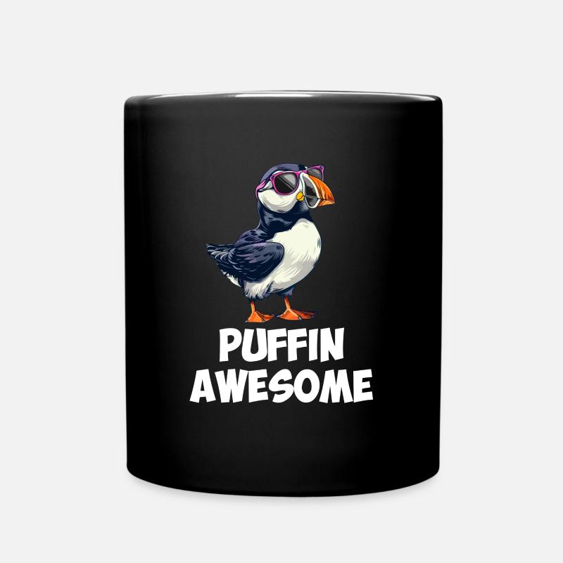 puffin awesome, puffin - Tasse einfarbig - Schwarz