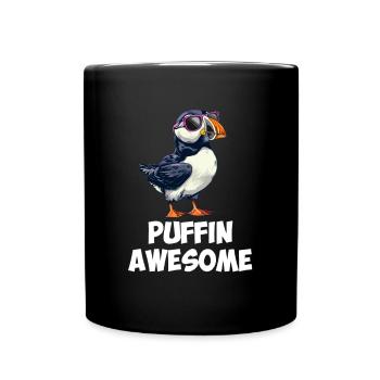 puffin awesome, puffin - Tasse einfarbig - Schwarz - Vorne