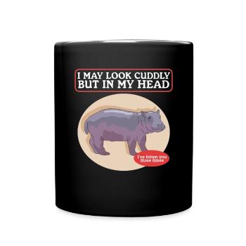 Hippopotame Bébé hippopotame Hippopotames Hippopotames cadeau - Mug uni - noir - Devant
