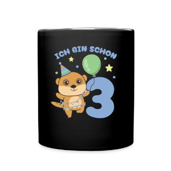 J’ai déjà 3 enfants d’anniversaire suricate - Mug uni - noir - Devant