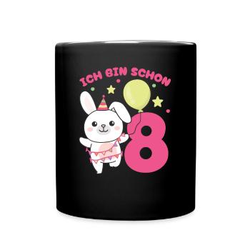 I'm already 8 bunnies birthday kids - Full Colour Mug - black - Front