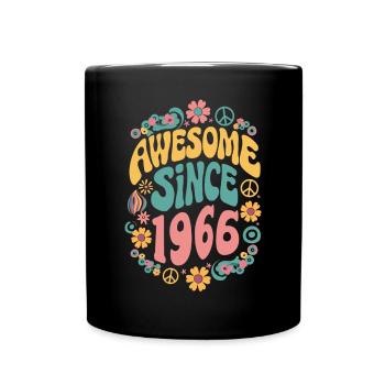 Awesome Since 1966 Blumen Hippie Geboren Jahr 1966 - Tasse einfarbig - Schwarz - Vorne