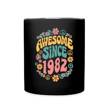 Awesome Since 1982 Blumen Hippie Geboren Jahr 1982 - Tasse einfarbig - Schwarz - Vorne