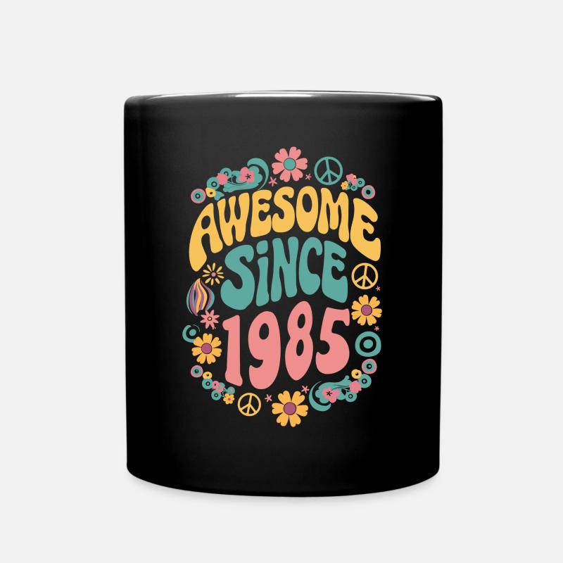 Awesome Since 1985 Blumen Hippie Geboren Jahr 1985 - Tasse einfarbig - Schwarz