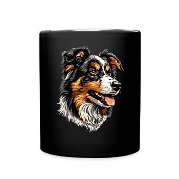 Australian Shepherd Dog Lover Cute Aussie - Full Colour Mug - black - Front