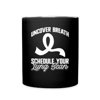Lung Cancer Awareness Month White Ribbon - Full Colour Mug - black - Front
