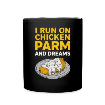 Je vis de poulet parme et de rêves - Mug uni - noir - Devant