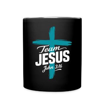 Team Jesus John 3:16 Christian Church - Full Colour Mug - black - Front