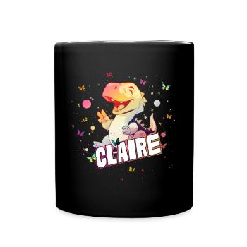 CLAIRE - Beau prénom de FILLE avec mignon DINO T-REX - Mug uni - noir - Devant