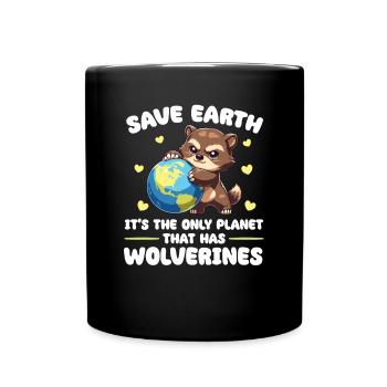 Ist der einzige Planet mit Vielfraß Earth Day - Tasse einfarbig - Schwarz - Vorne