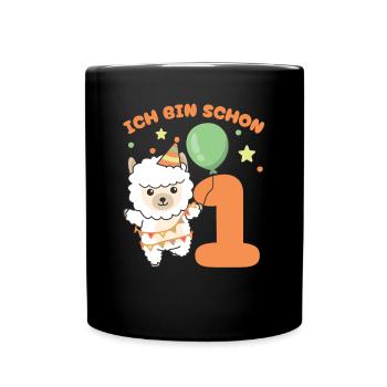 I'm already 1 alpacas birthday kids - Full Colour Mug - black - Front