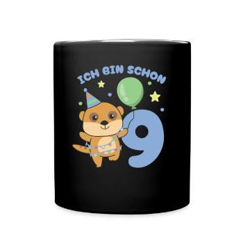 J’ai déjà 9 ans d’anniversaire suricate - Mug uni - noir - Devant
