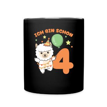 I'm already 4 alpacas birthday kids - Full Colour Mug - black - Front