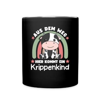 Aus Dem Weg Hier Kommt Ein Krippenkind Kuh - Tasse einfarbig - Schwarz - Vorne