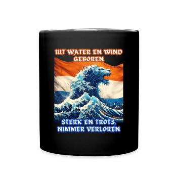 Dutch Pride Dutch lion born from water - Full Colour Mug - black - Front