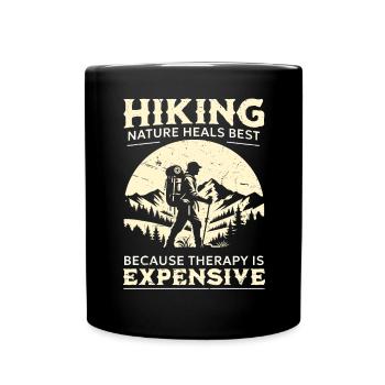 Randonnée Randonnée Thérapie Montagne Forêt Nature Rétro - Mug uni - noir - Devant