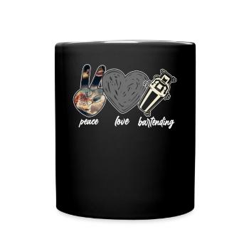 Bartender Mixologist Peace Love - Tasse einfarbig - Schwarz - Vorne