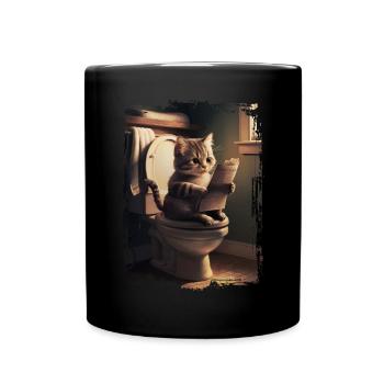 Katzentoilette Geschenk - Tasse einfarbig - Schwarz - Vorne