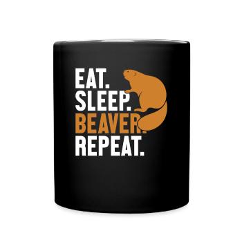 Eat Sleep Beaver Repeat North American Eurasian - Full Colour Mug - black - Front