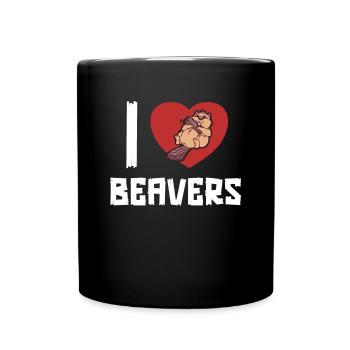 I love Beavers Eurasian Castor Canadensis Beaver - Full Colour Mug - black - Front