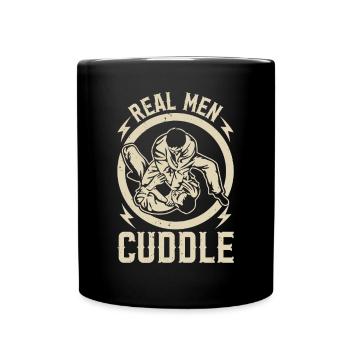 Real Men Cuddle - Jiu Jitsu Combattant Funny Brazilia - Mug uni - noir - Devant