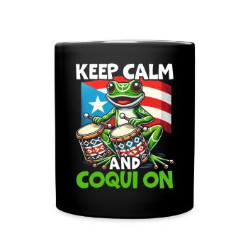 Coqui Frog Puerto Rico Pride Boricua Puerto Rican - Full Colour Mug - black - Front