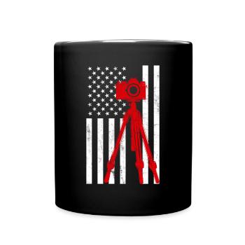 Photography camera American Flag - Tasse einfarbig - Schwarz - Vorne
