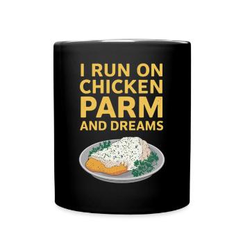 Je vis de poulet parme et rêve - Poulet - Mug uni - noir - Devant