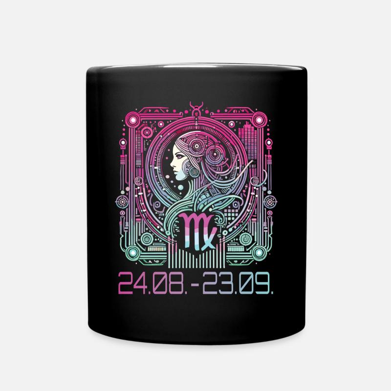 Sternzeichen Jungfrau Cyberpunk Design - Tasse einfarbig - Schwarz