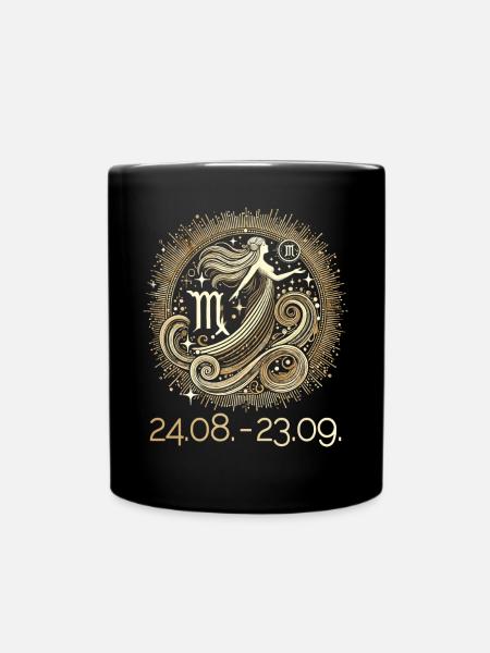 Sternzeichen Jungfrau Elegant Himmlisch - Tasse einfarbig - Schwarz