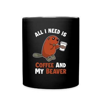 Coffee and my Beaver Castor Canadensis North - Full Colour Mug - black - Front