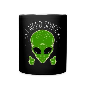 Vaisseau spatial OVNI extraterrestre drôle de l’espace - Mug uni - noir - Devant