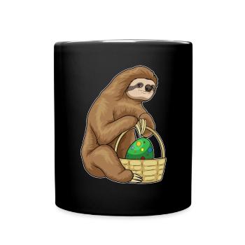 Faultier Ostern Osterei  - Tasse einfarbig - Schwarz - Vorne