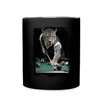 Jaguar spielt Billard Geschenk - Tasse einfarbig - Schwarz - Vorne