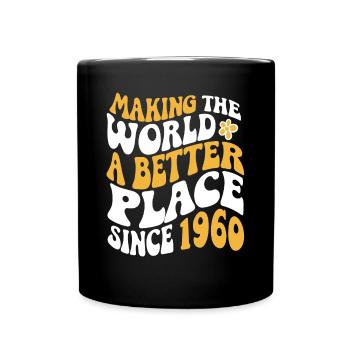 1960 Geburtstag Vintage Hippie Groovy - Tasse einfarbig - Schwarz - Vorne