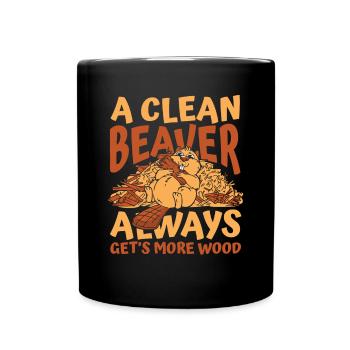 Clean Beaver bekommt immer mehr Holz nach Norden - Tasse einfarbig - Schwarz - Vorne