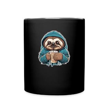 Sloth Coffee Morning Grouch Sloth - Full Colour Mug - black - Front