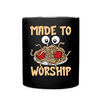 Fliegendes Spaghettimonster FSM - Tasse einfarbig - Schwarz - Vorne