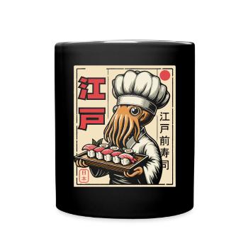 Sushi Essen Japan Nigiri Geschenk - Tasse einfarbig - Schwarz - Vorne
