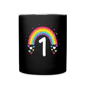 1st Birthday Gift Rainbow Birthday Child - Full Colour Mug - black - Front