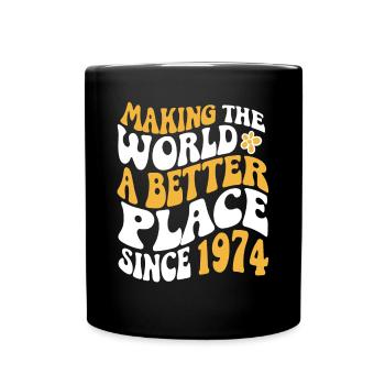 1974 Geburtstag Vintage Hippie Groovy - Tasse einfarbig - Schwarz - Vorne