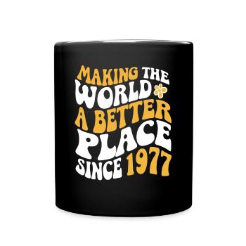 1977 Geburtstag Vintage Hippie Groovy - Tasse einfarbig - Schwarz - Vorne