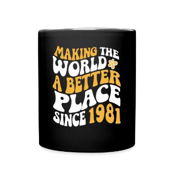 1981 Geburtstag Vintage Hippie Groovy - Tasse einfarbig - Schwarz - Vorne