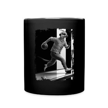 Erdmännchen spielt Bowling Geschenk - Tasse einfarbig - Schwarz - Vorne